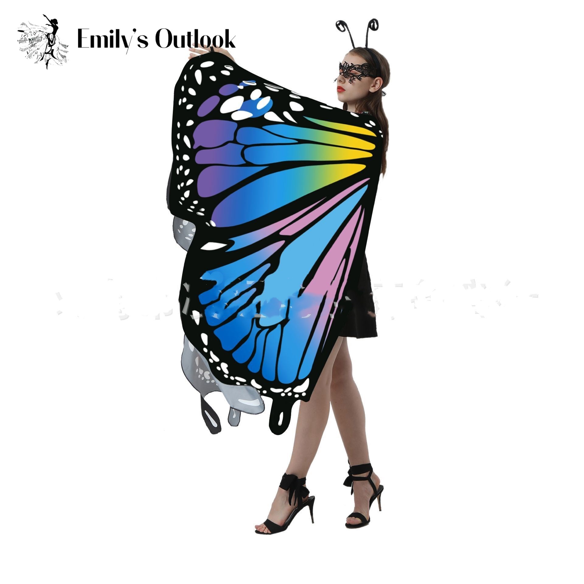 나비 날개 목도리 할로윈 의상 숙녀 케이프 레이스 마스크 안테나 머리띠
